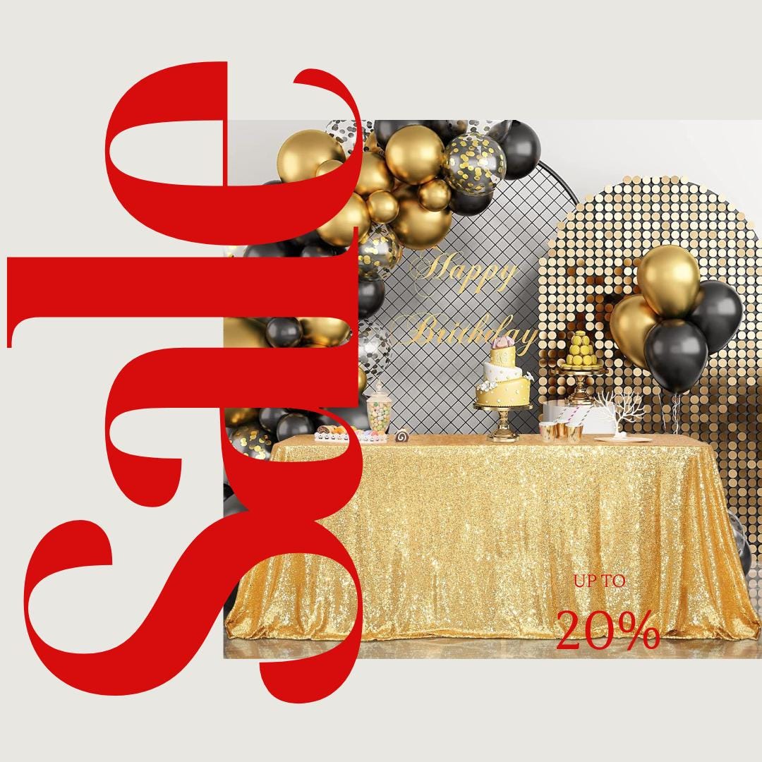 SEQUIN - Sequin Tablecloth -  GOLD - Table Overlay Rainbow Table Cloths With Seams tablecloth Sparkly Wedding Party Decorations.