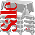 SILVER - 12 PACK - Tablecloth Satin Tablecloth Wedding Rectangle Tablecloth Smooth Fabric Overlay Cover for Wedding Banquet Party Events