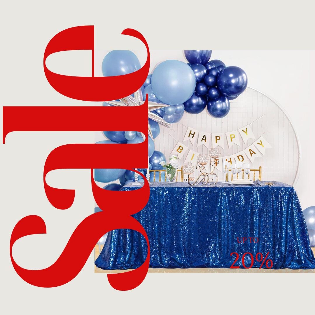 SEQUIN - Sequin Tablecloth -  ROYAL BLUE - Table Overlay Rainbow Table Cloths With Seams tablecloth Sparkly Wedding Party Decorations.