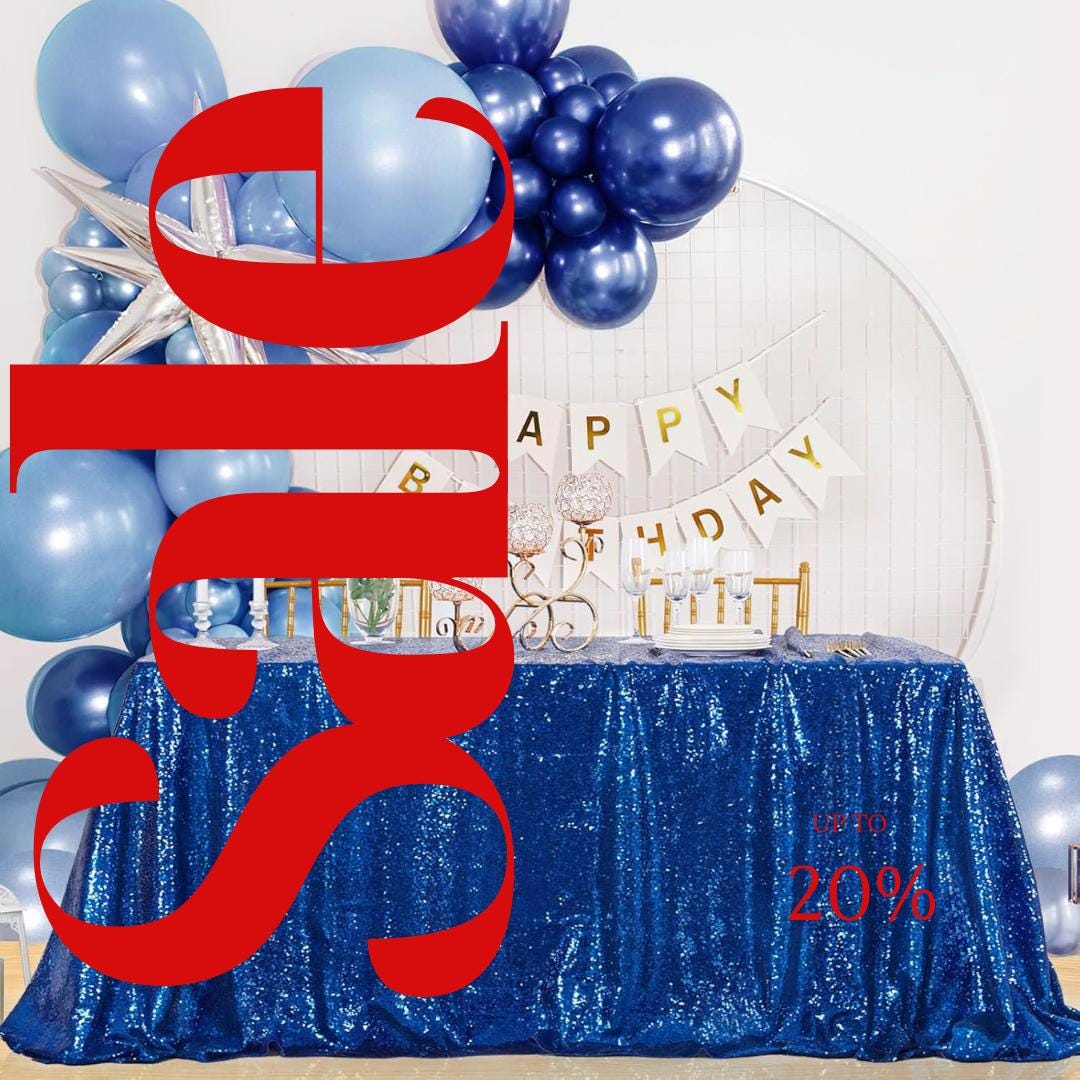 SEQUIN - Sequin Tablecloth -  ROYAL BLUE - Table Overlay Rainbow Table Cloths With Seams tablecloth Sparkly Wedding Party Decorations.