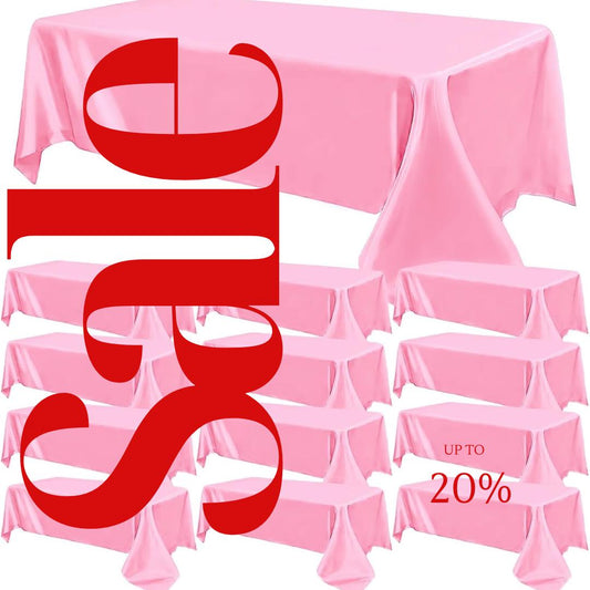 PINK - 12 PACK - Tablecloth Satin Tablecloth Wedding Rectangle Tablecloth Smooth Fabric Overlay Cover for Wedding Banquet Party Events