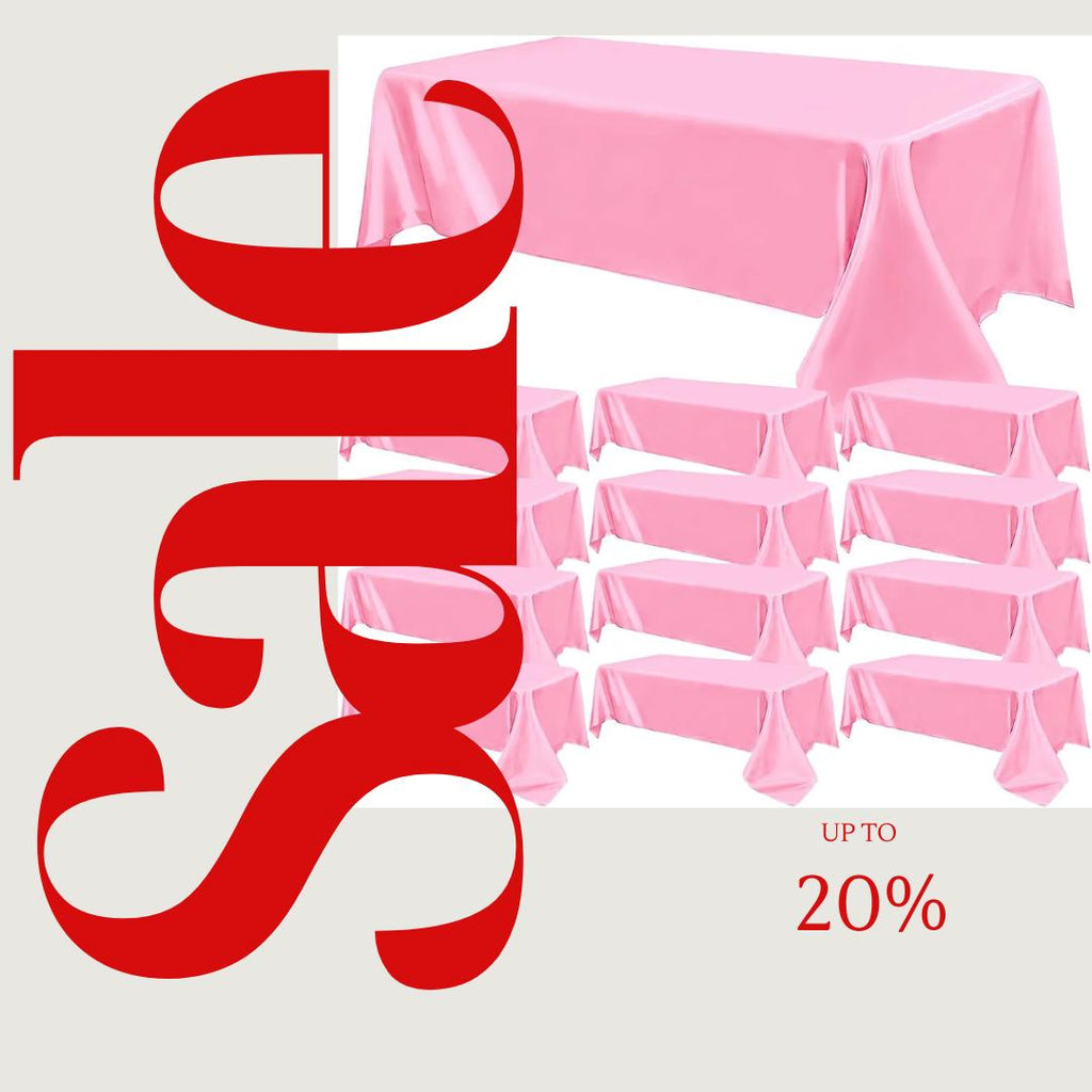 PINK - 12 PACK - Tablecloth Satin Tablecloth Wedding Rectangle Tablecloth Smooth Fabric Overlay Cover for Wedding Banquet Party Events