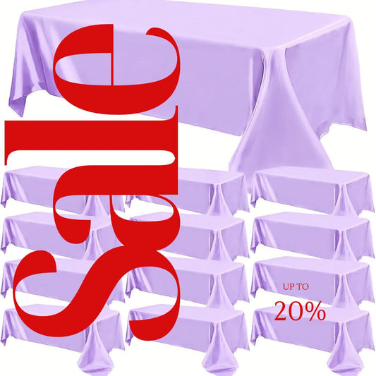 LAVENDER - 12 PACK - Tablecloth Satin Tablecloth Wedding Rectangle Tablecloth Smooth Fabric Overlay Cover for Wedding Banquet Party Events