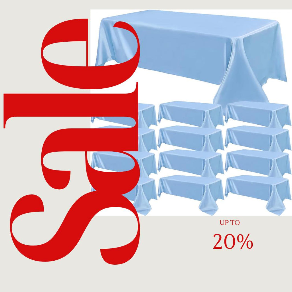 LT BLUE - 12 PACK - Tablecloth Satin Tablecloth Wedding Rectangle Tablecloth Smooth Fabric Overlay Cover for Wedding Banquet Party Events