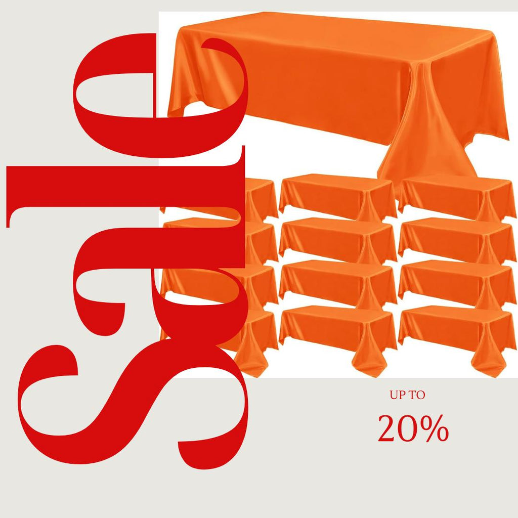ORANGE - 12 PACK - Tablecloth Satin Tablecloth Wedding Rectangle Tablecloth Smooth Fabric Overlay Cover for Wedding Banquet Party Events