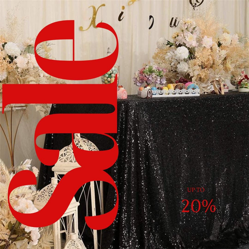 SEQUIN - Sequin Tablecloth -  BLACK - Table Overlay Rainbow Table Cloths With Seams tablecloth Sparkly Wedding Party Decorations.