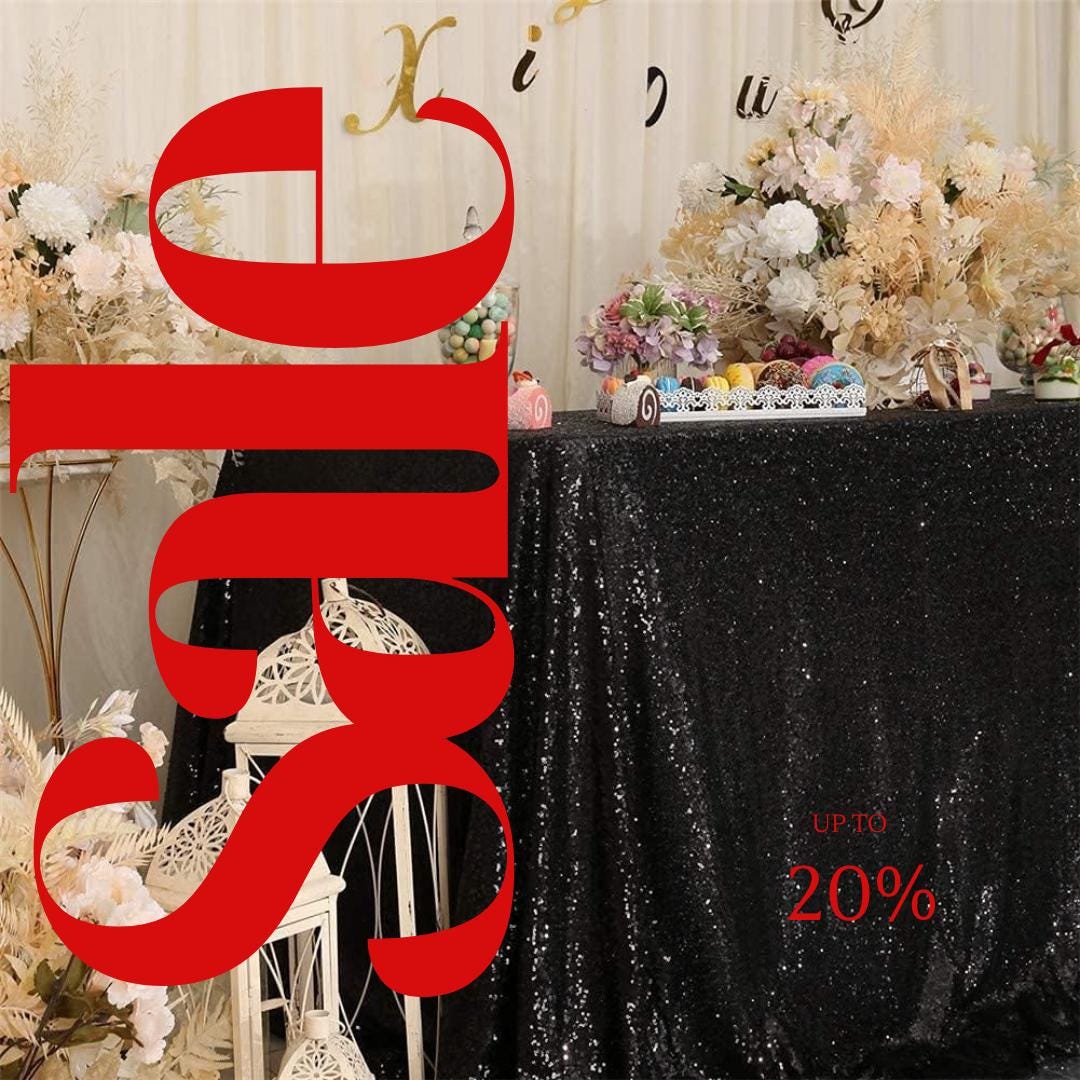 SEQUIN - Sequin Tablecloth -  BLACK - Table Overlay Rainbow Table Cloths With Seams tablecloth Sparkly Wedding Party Decorations.