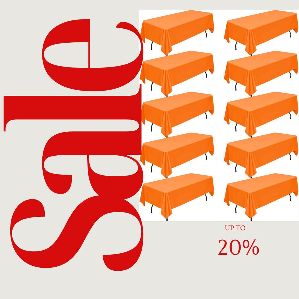 ORANGE - 12 PACK - Polyester Poplin Washable Rectangular Tablecloth, Table Cover Fabric Table Cloth for Dinning, Kitchen,Party