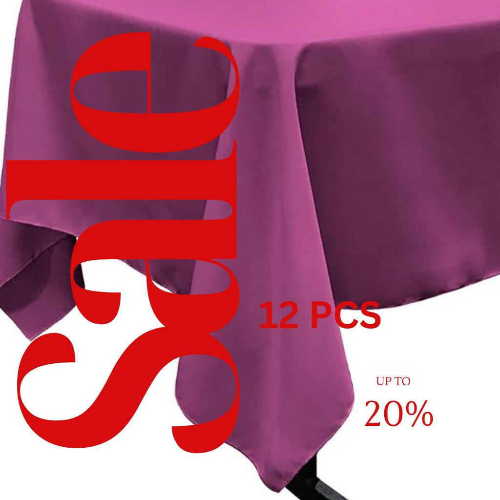 MAGENTA - 12 PACK - Polyester Poplin Washable Rectangular Tablecloth, Table Cover Fabric Table Cloth for Dinning, Kitchen,Party