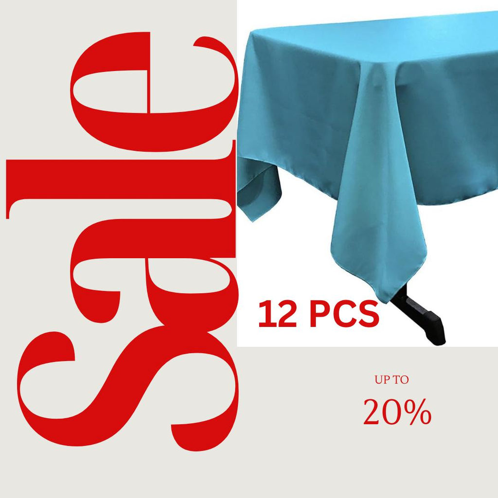 TURQUOISE - 12 PACK - Polyester Poplin Washable Rectangular Tablecloth, Table Cover Fabric Table Cloth for Dinning, Kitchen,Party