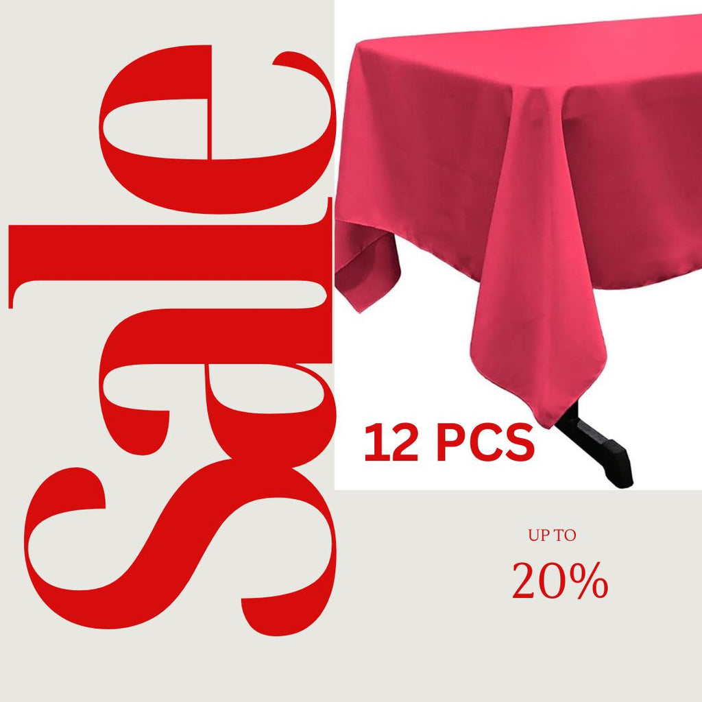 FUCHSIA - 12 PACK - Polyester Poplin Washable Rectangular Tablecloth, Table Cover Fabric Table Cloth for Dinning, Kitchen,Party
