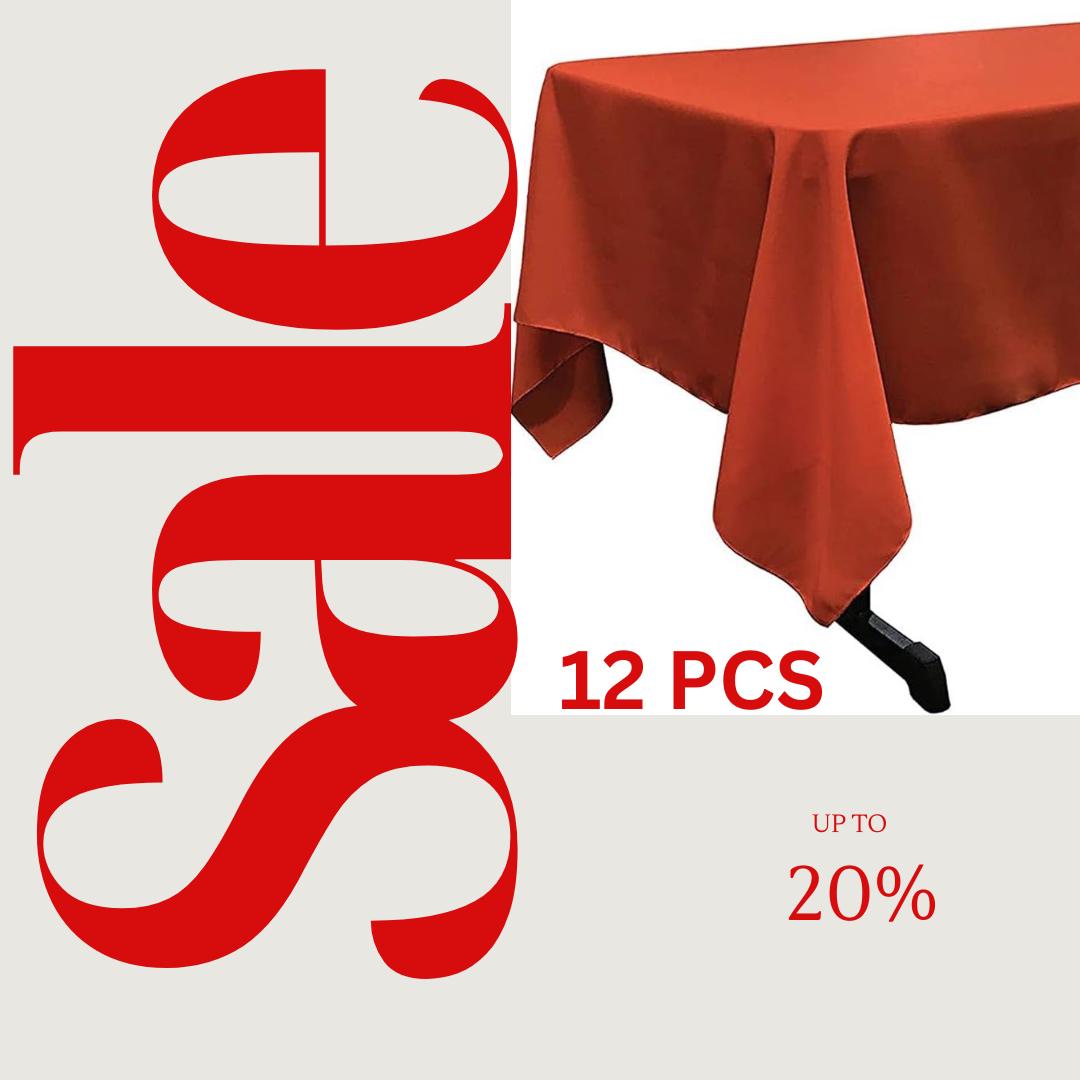 RUST - 12 PACK - Polyester Poplin Washable Rectangular Tablecloth, Table Cover Fabric Table Cloth for Dinning, Kitchen,Party