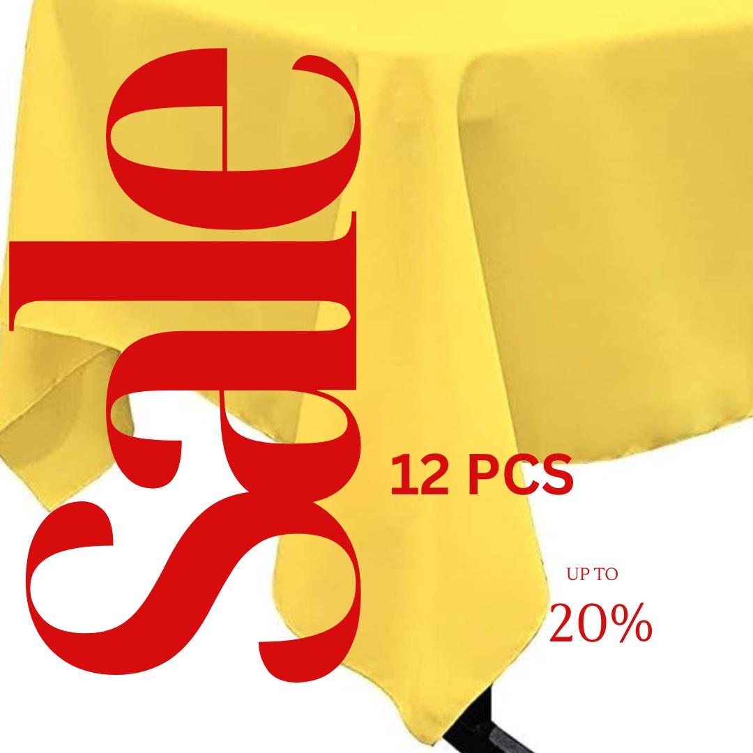YELLOW - 12 PACK - Polyester Poplin Washable Rectangular Tablecloth, Table Cover Fabric Table Cloth for Dinning, Kitchen,Party