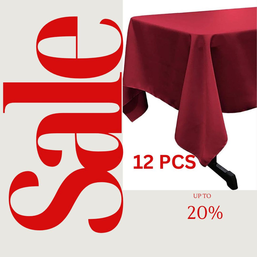 CRANBERRY - 12 PACK - Polyester Poplin Washable Rectangular Tablecloth, Table Cover Fabric Table Cloth for Dinning, Kitchen,Party