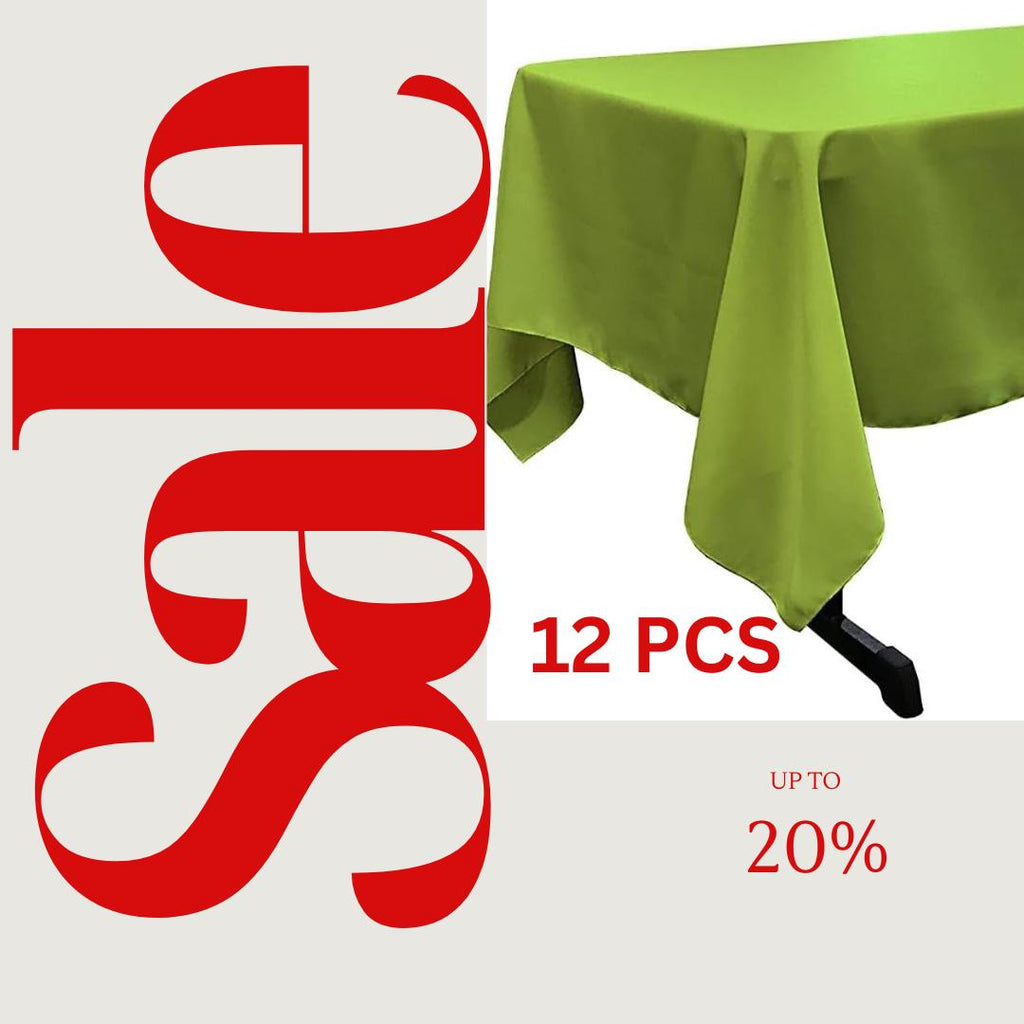 LIME - 12 PACK - Polyester Poplin Washable Rectangular Tablecloth, Table Cover Fabric Table Cloth for Dinning, Kitchen,Party