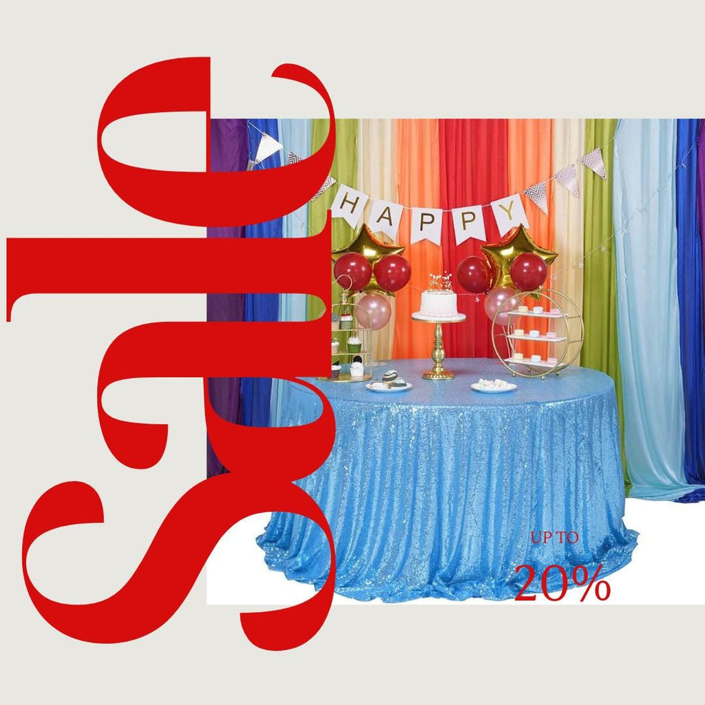 Sequin Tablecloth - BLUE - Round Sparkly Drape Table Cloths Table Cover Overlay for Wedding Birthday Party Baby Bridal Shower. Choose Size