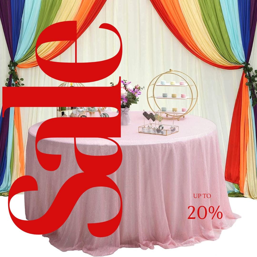 Sequin Tablecloth - BABY PINK - Round Sparkly Table Cloths Table Cover Overlay for Wedding Birthday Party Baby Bridal Shower. Choose Size