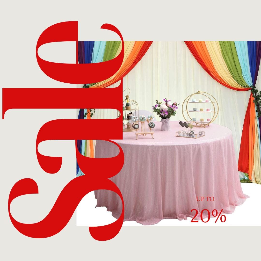 Sequin Tablecloth - BABY PINK - Round Sparkly Table Cloths Table Cover Overlay for Wedding Birthday Party Baby Bridal Shower. Choose Size