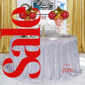 Sequin Tablecloth - SILVER - Round Sparkly Drape Table Cloths Table Cover Overlay for Wedding Birthday Party Baby Bridal Shower. Choose Size