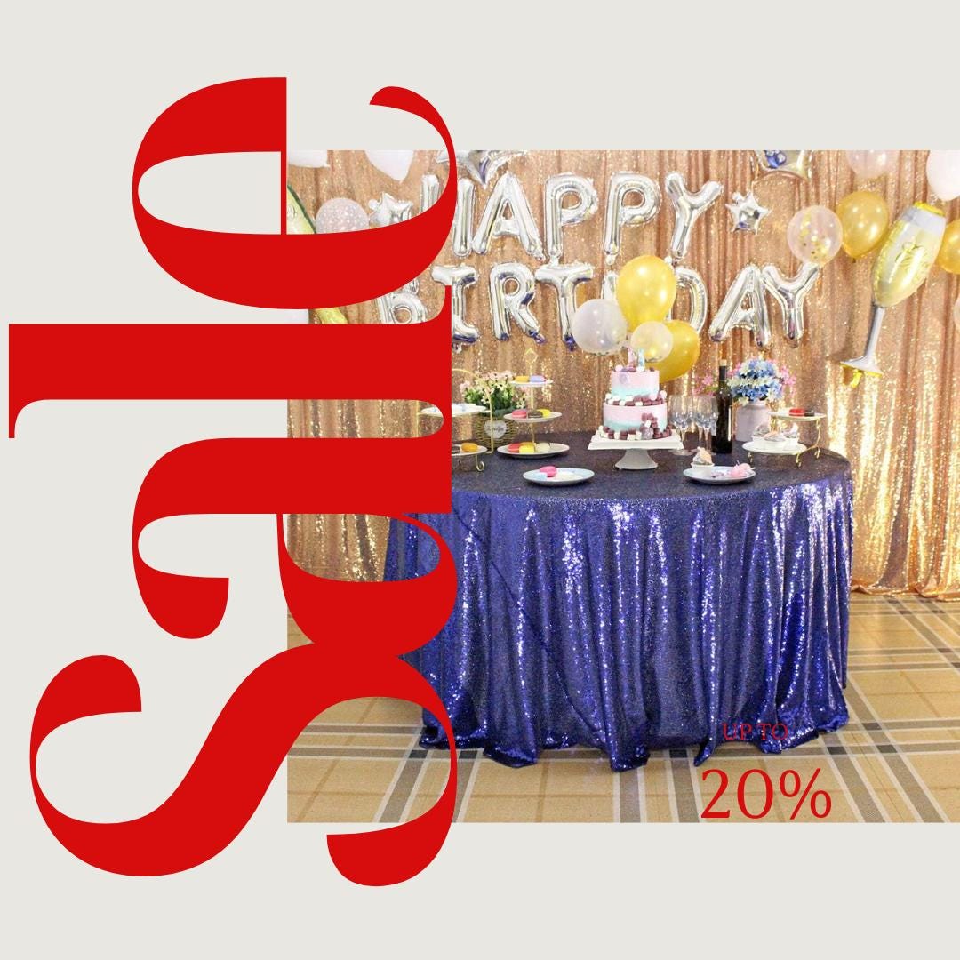 Sequin Tablecloth - NAVY - Round Sparkly Drape Table Cloths Table Cover Overlay for Wedding Birthday Party Baby Bridal Shower. Choose Size