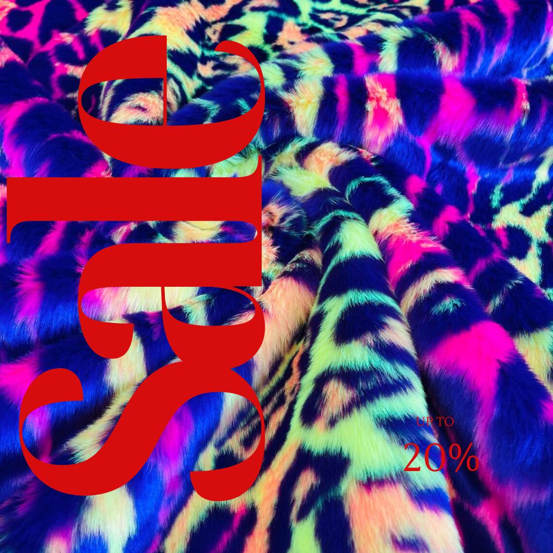 LEOPARD -  Faux Fur Fabric By The Yard, Leopard Short Pile Fur Fabric, Multi-Color