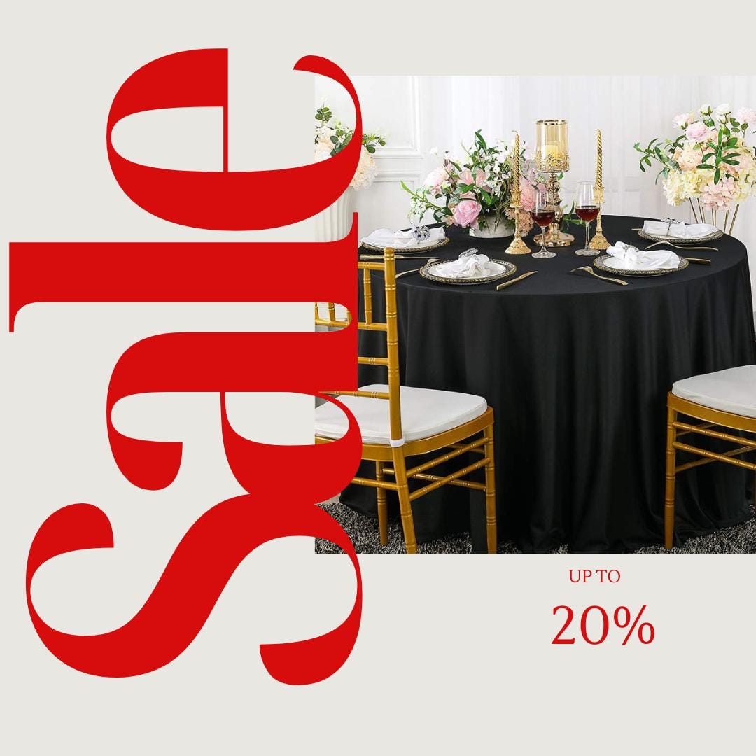 BLACK - 108" Polyester Poplin Washable Round Tablecloth, For Table Cover, Fabric Table Cloth Dinning, Kitchen, Party