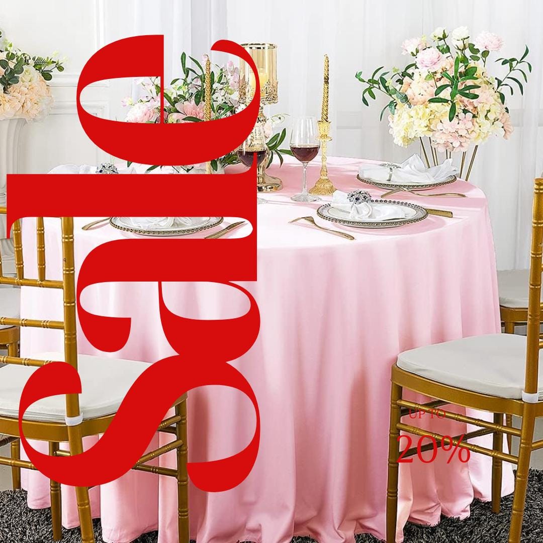 LT PINK - 108" Polyester Poplin Washable Round Tablecloth, For Table Cover, Fabric Table Cloth Dinning, Kitchen, Party