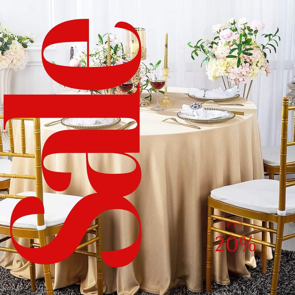 BEIGE - 108" Polyester Poplin Washable Round Tablecloth, For Table Cover, Fabric Table Cloth Dinning, Kitchen, Party