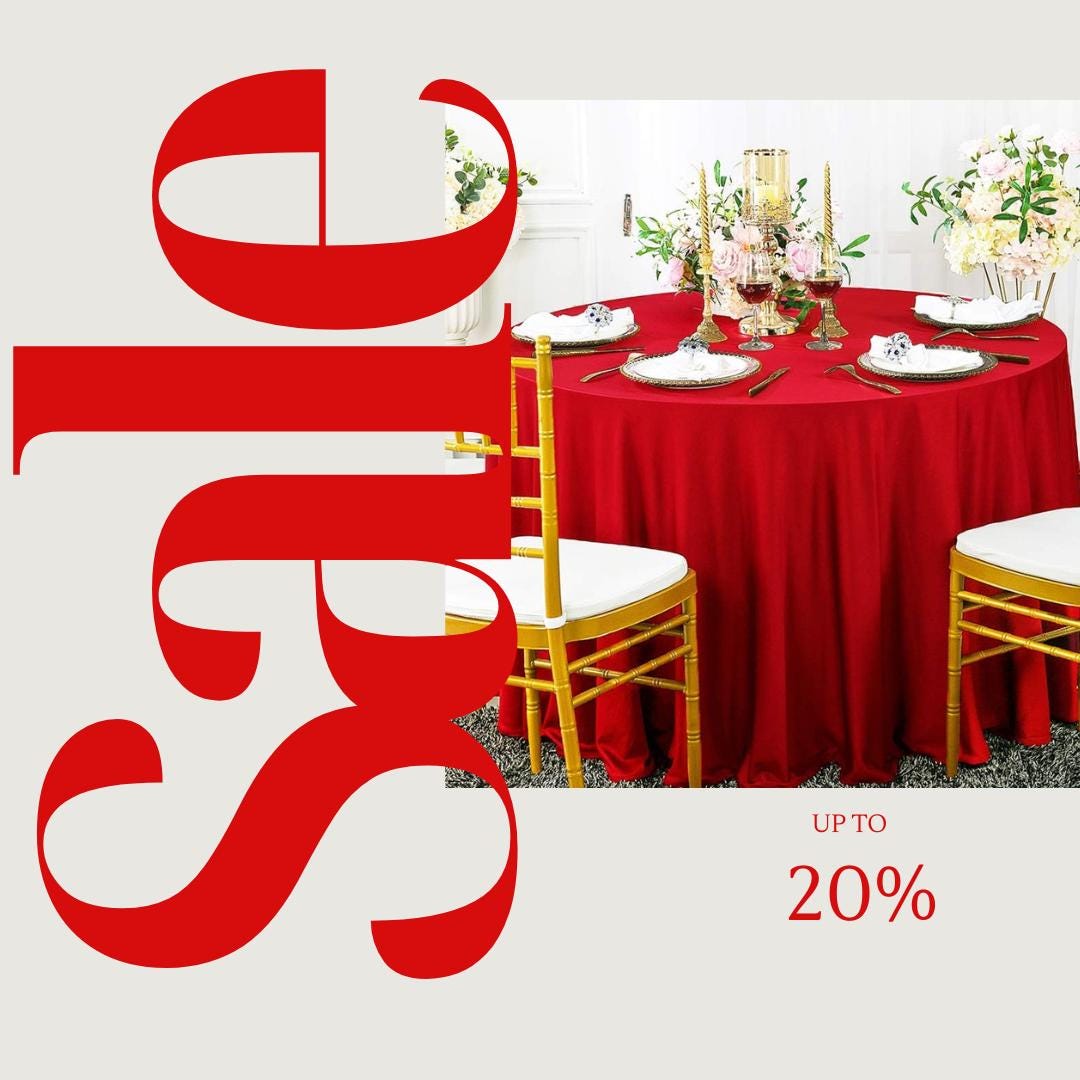 RED - 108" Polyester Poplin Washable Round Tablecloth, For Table Cover, Fabric Table Cloth Dinning, Kitchen, Party