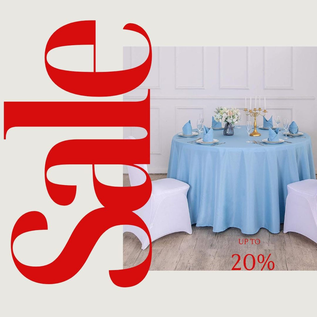LT BLUE - 108" Polyester Poplin Washable Round Tablecloth, For Table Cover, Fabric Table Cloth Dinning, Kitchen, Party