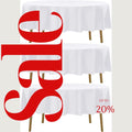 WHITE - 90" Polyester Poplin Washable Round Tablecloth, For Table Cover, Fabric Table Cloth Dinning, Kitchen, Party