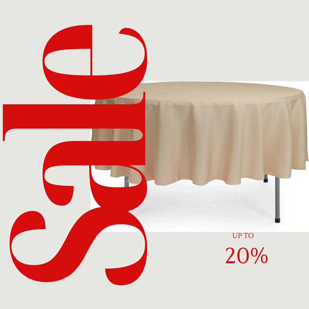 BEIGE - 90" Polyester Poplin Washable Round Tablecloth, For Table Cover, Fabric Table Cloth Dinning, Kitchen, Party