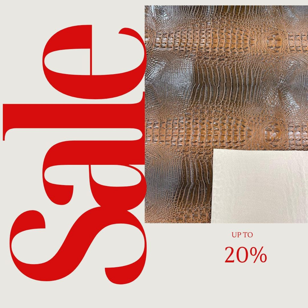 3-D Gator Two Tone Fake Leather Upholstery, Crocodile Skin Texture Faux Leather Vinyl Fabric Sold By Yard.