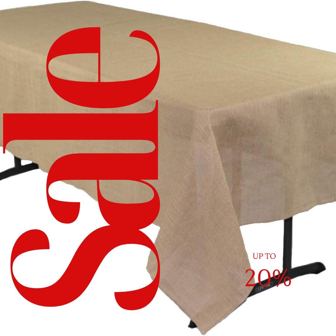 Rectangular Rustic Jute Natural Burlap Tablecloth for Wedding Party Kitchen Home Dining Table Cloth