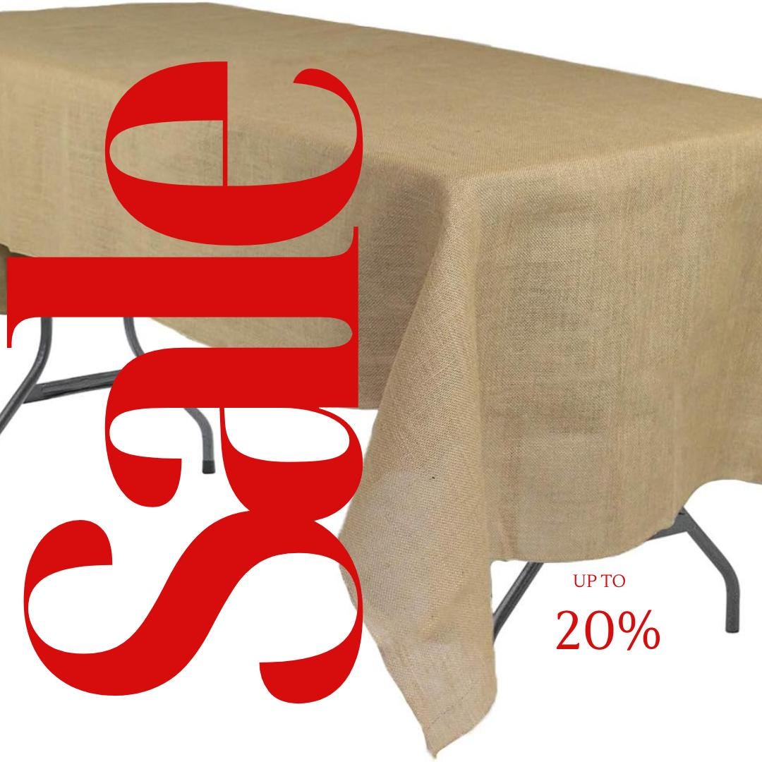 Rectangular Rustic Jute Natural Burlap Tablecloth for Wedding Party Kitchen Home Dining Table Cloth