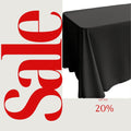 BLACK - Polyester Poplin Washable Rectangular Tablecloth, Table Cover Fabric Cloth for Dinning, Kitchen, Party. Choose Size Below