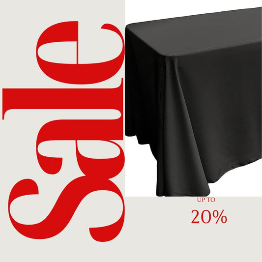 BLACK - Polyester Poplin Washable Rectangular Tablecloth, Table Cover Fabric Cloth for Dinning, Kitchen, Party. Choose Size Below