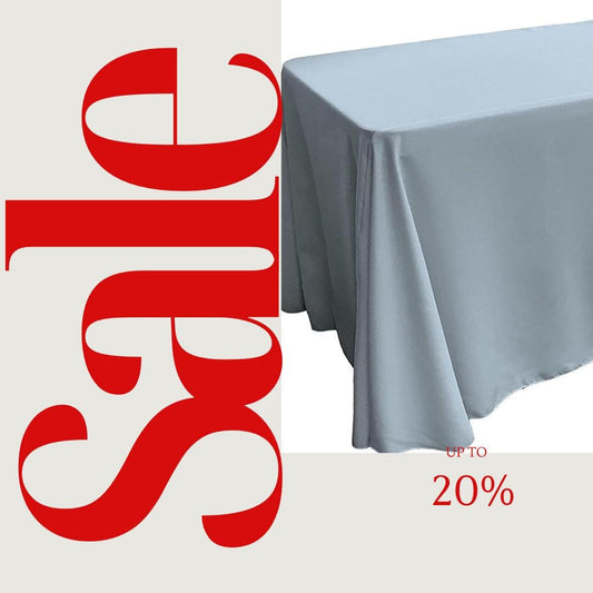 LT BLUE - Polyester Poplin Washable Rectangular Tablecloth, Table Cover Fabric Cloth for Dinning, Kitchen, Party. Choose Size Below