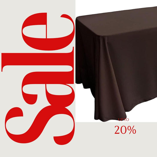 BROWN - Polyester Poplin Washable Rectangular Tablecloth, Table Cover Fabric Cloth for Dinning, Kitchen, Party. Choose Size Below