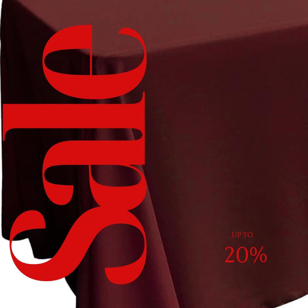 BURGUNDY - Polyester Poplin Washable Rectangular Tablecloth, Table Cover Fabric Cloth for Dinning, Kitchen, Party. Choose Size Below