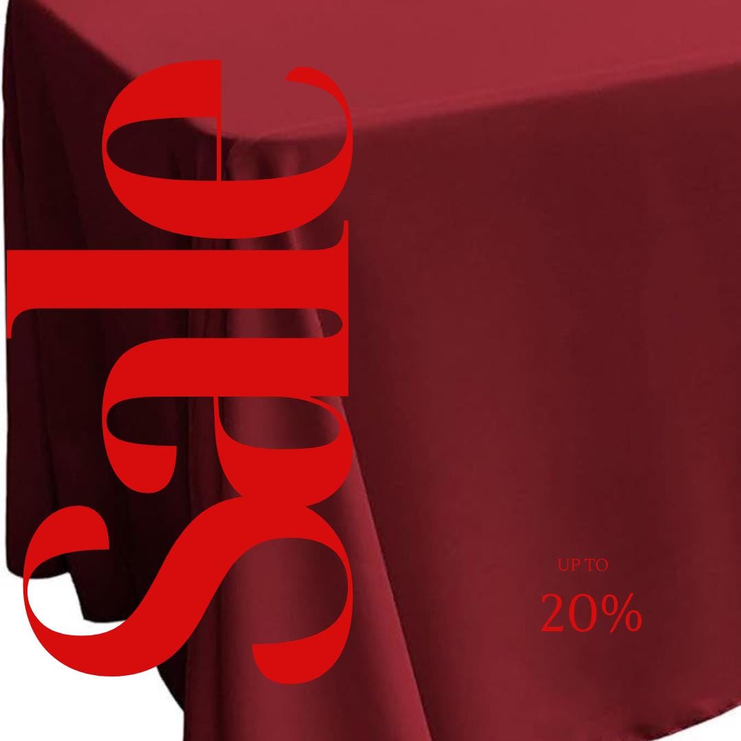 CRANBERRY - Polyester Poplin Washable Rectangular Tablecloth, Table Cover Fabric Cloth for Dinning, Kitchen, Party. Choose Size Below