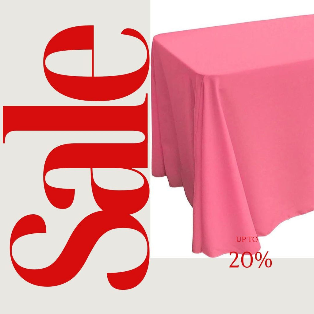 HOT PINK - Polyester Poplin Washable Rectangular Tablecloth, Table Cover Fabric Cloth for Dinning, Kitchen, Party. Choose Size Below