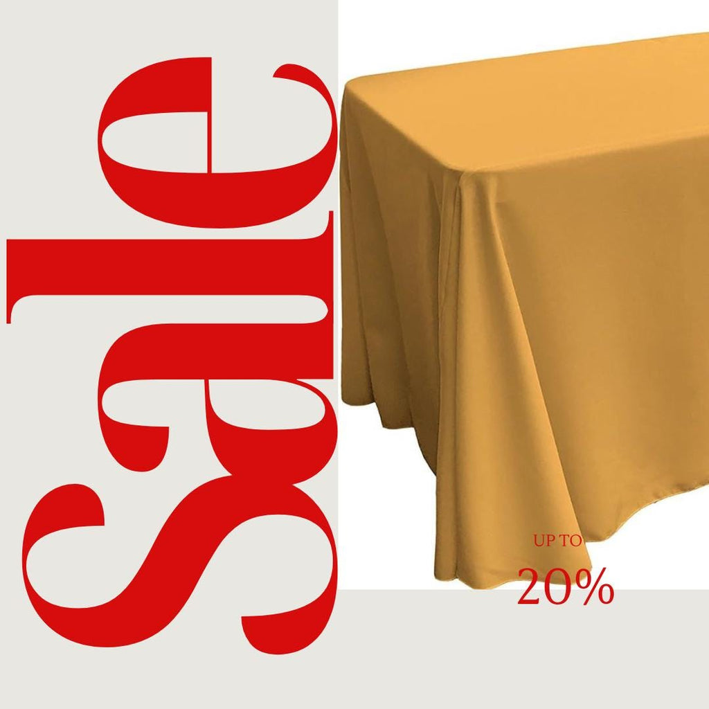 GOLD - Polyester Poplin Washable Rectangular Tablecloth, Table Cover Fabric Cloth for Dinning, Kitchen, Party. Choose Size Below