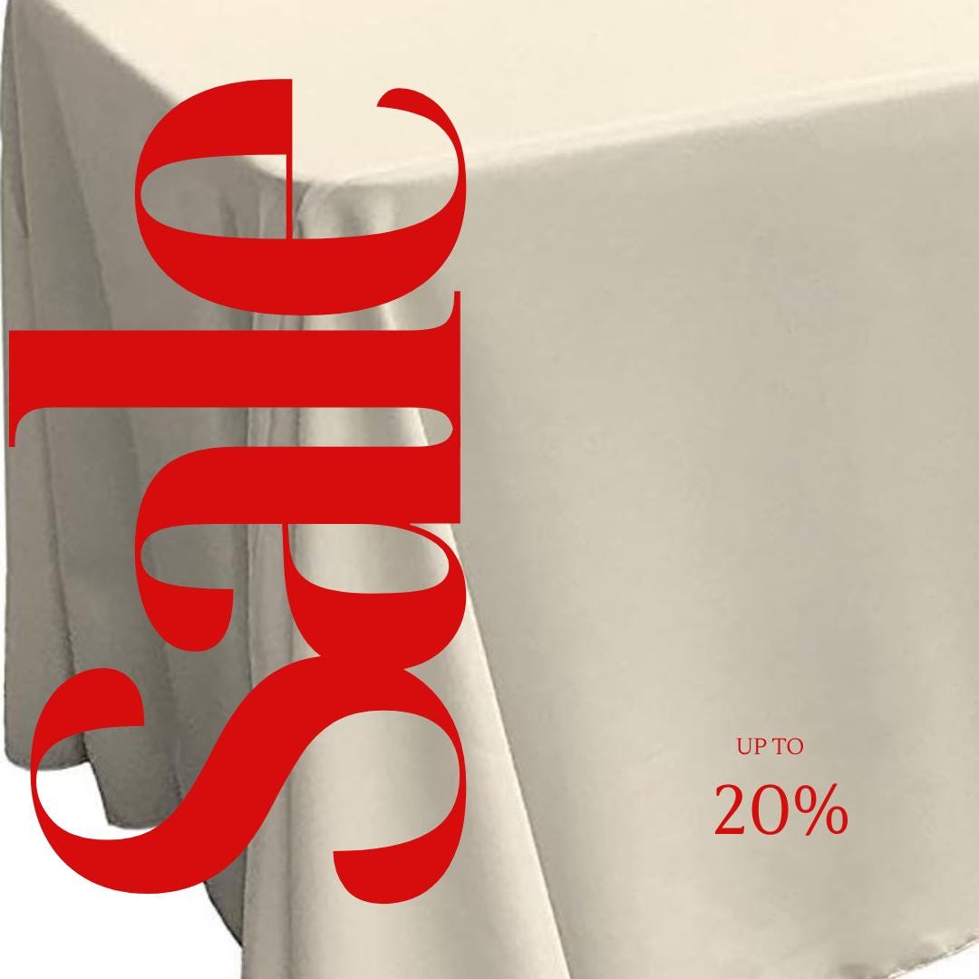 IVORY - Polyester Poplin Washable Rectangular Tablecloth, Table Cover Fabric Cloth for Dinning, Kitchen, Party. Choose Size Below