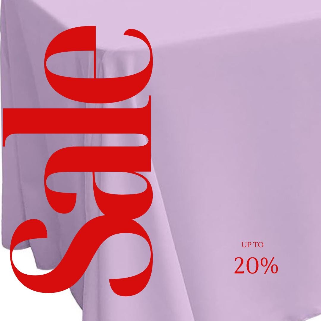 LILAC - Polyester Poplin Washable Rectangular Tablecloth, Table Cover Fabric Cloth for Dinning, Kitchen, Party. Choose Size Below