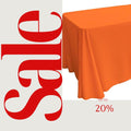 ORANGE - Polyester Poplin Washable Rectangular Tablecloth, Table Cover Fabric Cloth for Dinning, Kitchen, Party. Choose Size Below