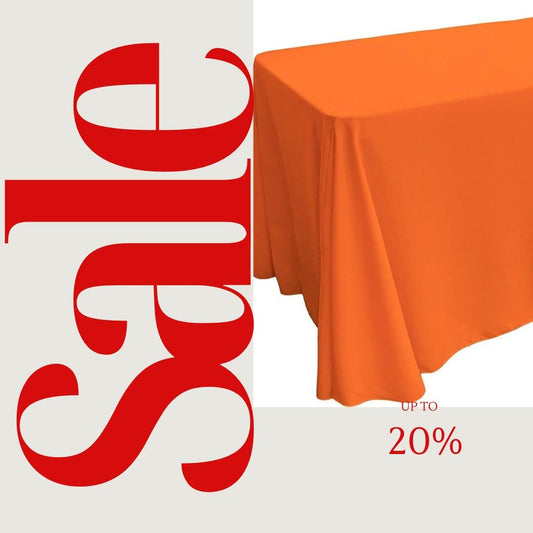 ORANGE - Polyester Poplin Washable Rectangular Tablecloth, Table Cover Fabric Cloth for Dinning, Kitchen, Party. Choose Size Below
