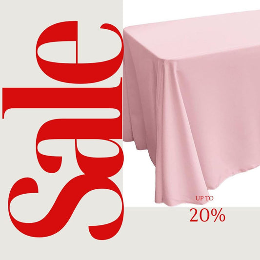LT PINK - Polyester Poplin Washable Rectangular Tablecloth, Table Cover Fabric Cloth for Dinning, Kitchen, Party. Choose Size Below