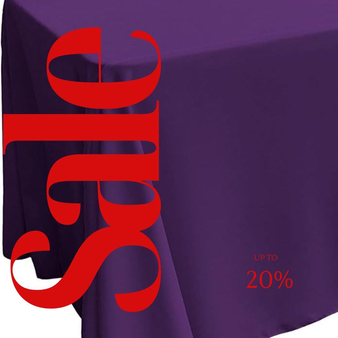 PURPLE - Polyester Poplin Washable Rectangular Tablecloth, Table Cover Fabric Cloth for Dinning, Kitchen, Party. Choose Size Below