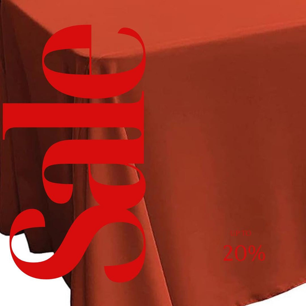 RUST - Polyester Poplin Washable Rectangular Tablecloth, Table Cover Fabric Cloth for Dinning, Kitchen, Party. Choose Size Below